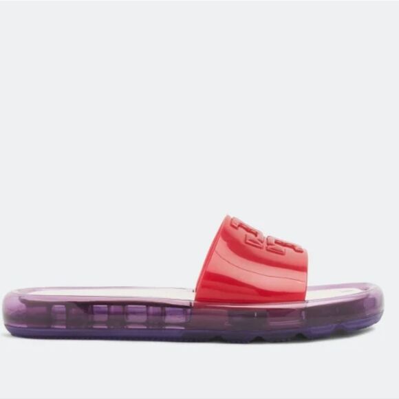 Tory Burch Bubble Jelly Slides- Bright Red/ Grape Purple - Picture 2 of 11